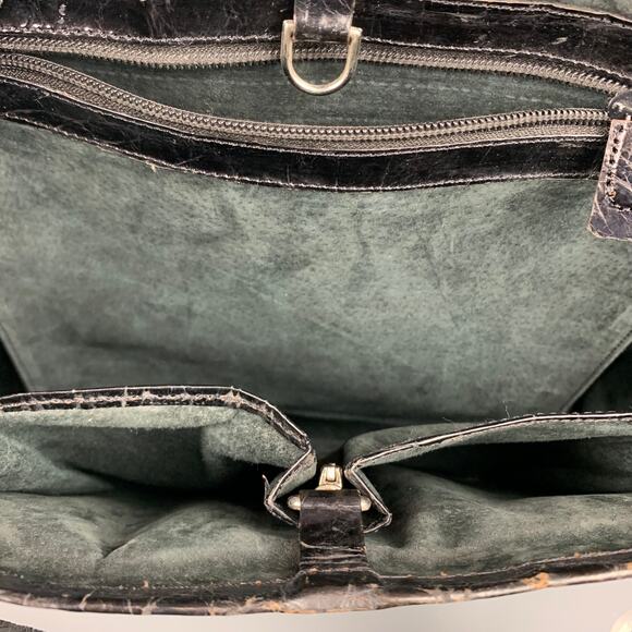 REYNA ICAZA Montecito Black Leather Alligator Tote Handbag - Picture 6 of 7